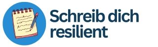 Logo "Schreib dich resilient" mit Notizblock und Stift