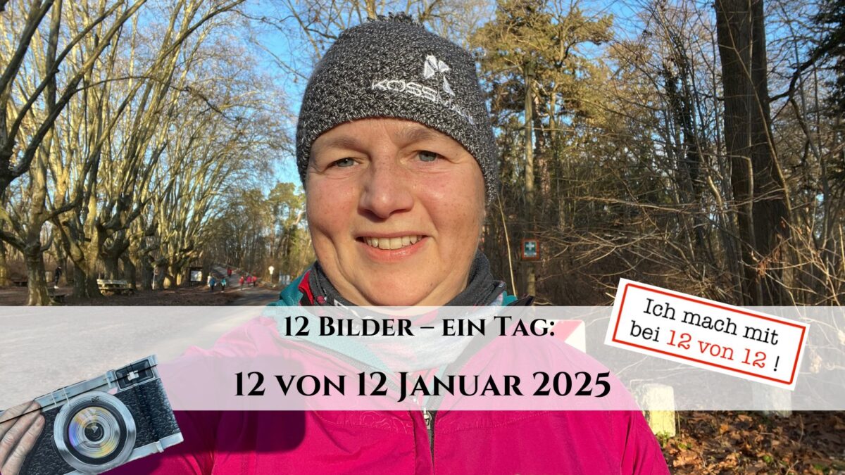 12 von 12 Januar 2025 - 12 Bilder 1 Tag: Danielle Berg mit pinker Laufjacke und Mütze im Wald