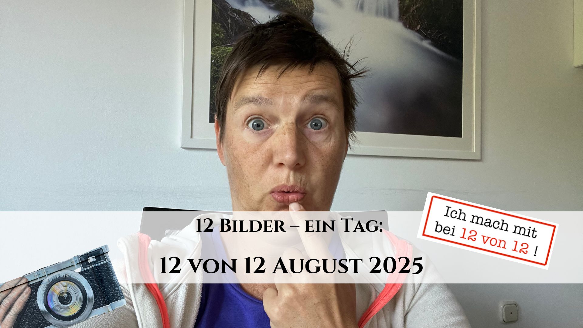 12 von 12 August 2025 - 12 Bilder 1 Tag - Titelbild - Danielle Berg schaut erschrocken