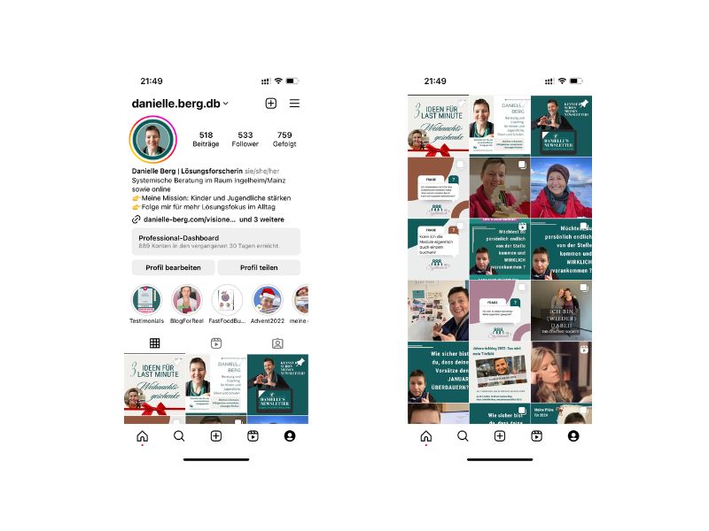 Instagram-Profil 2023 - Danielle Berg