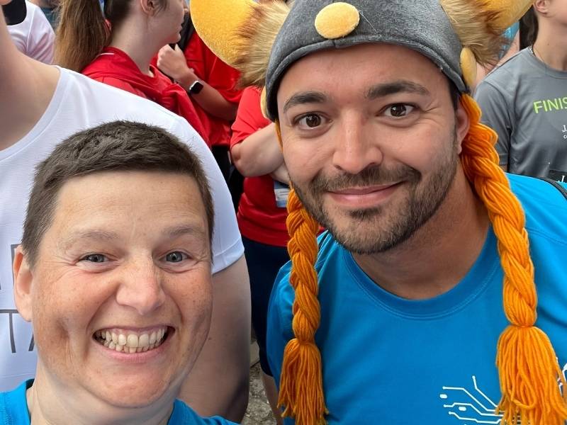Danielle Berg und André Burgstaler beim J.P.Morgan Lauf in Frankfurt